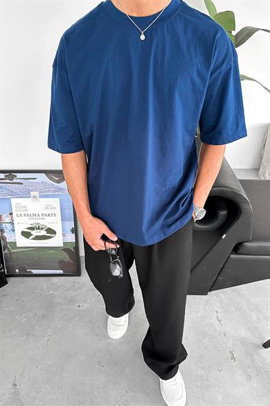 Lacivert Cozy Basic Oversize Tişört