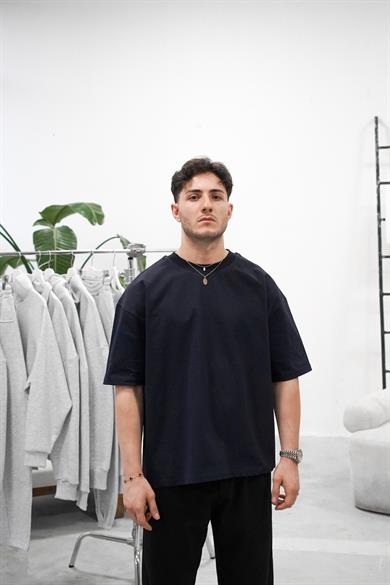 Lacivert Cozy Basic Oversize Tişört