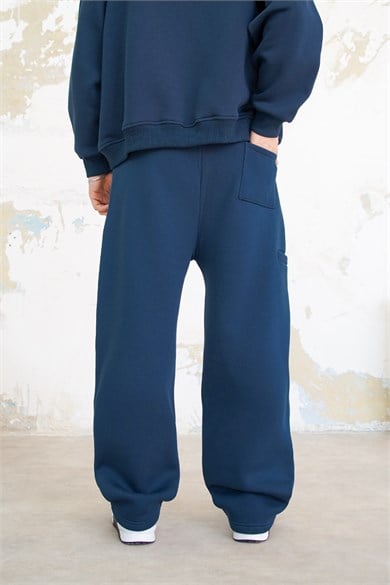 Lacivert Cozy Basic Pileli Baggy Eşofman