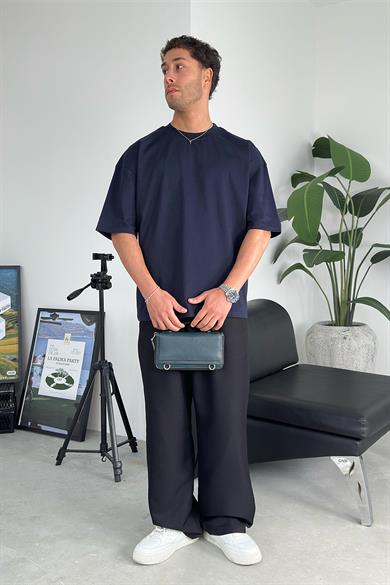 Lacivert Cozy Basic Soft Oversize Tişört