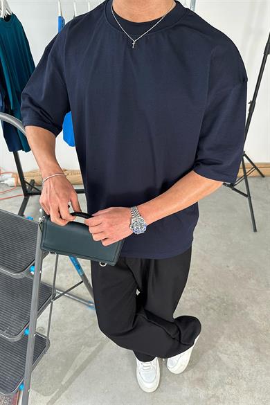 Lacivert Cozy Basic Soft Oversize Tişört