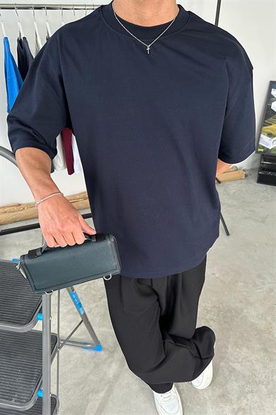 Lacivert Cozy Basic Soft Oversize Tişört