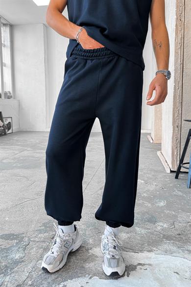 Lacivert Cozy Premium Basic Paça Lastik Eşofman