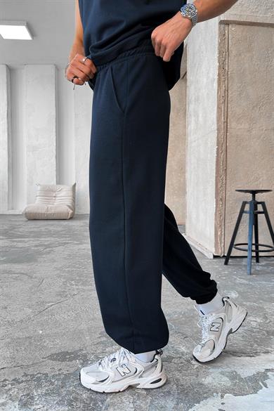 Lacivert Cozy Premium Basic Paça Lastik Eşofman