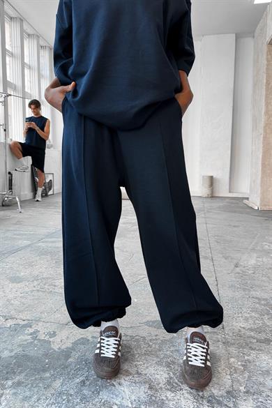 Lacivert Cozy Premium Çımalı Paça Lastik Eşofman