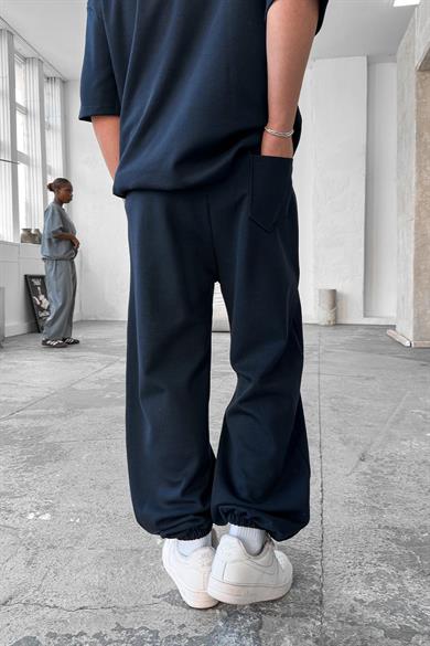 Lacivert Cozy Premium Çımalı Paça Lastik Eşofman