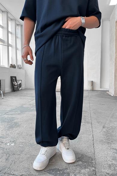 Lacivert Cozy Premium Çımalı Paça Lastik Eşofman