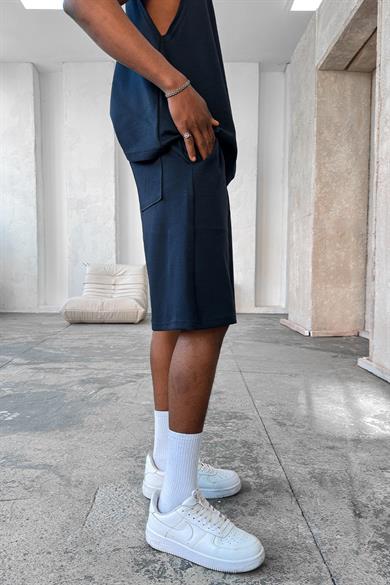 Lacivert Cozy Premium Çımalı Şort