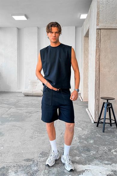 Lacivert Cozy Premium Pileli Şort