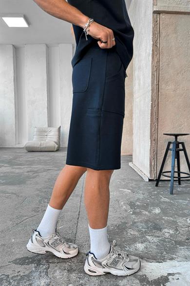 Lacivert Cozy Premium Pileli Şort