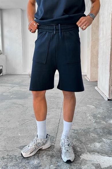 Lacivert Cozy Premium Pileli Şort