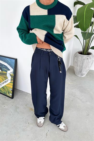 Lacivert Cozy Tasarım Kumaş Pantolon