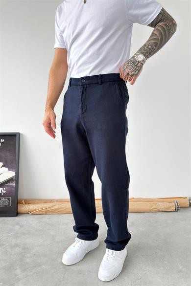 Lacivert Dokulu Basic Baggy Pantolon
