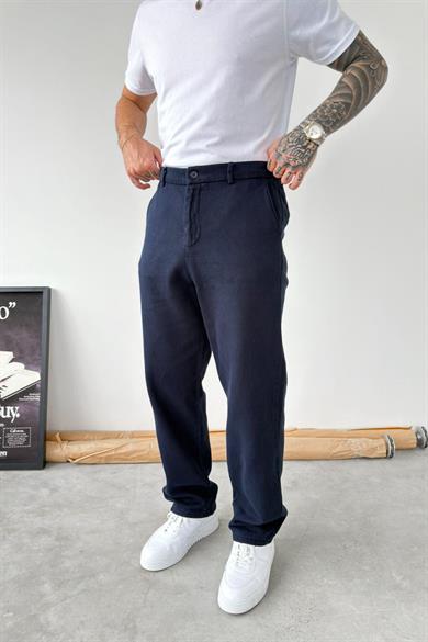 Lacivert Dokulu Basic Baggy Pantolon