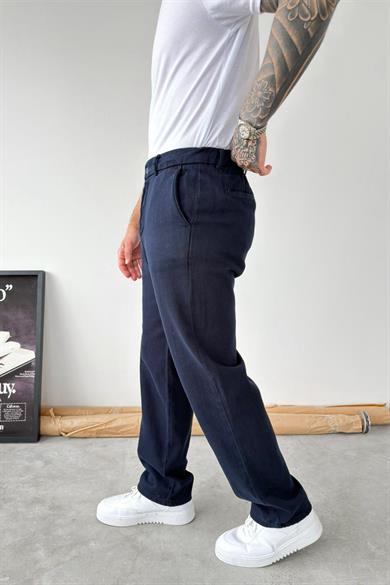 Lacivert Dokulu Basic Baggy Pantolon