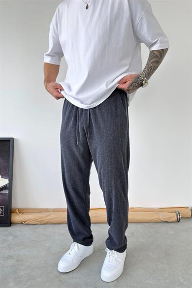 Lacivert Fitilli Basic Relaxed Pantolon