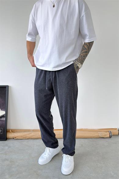 Lacivert Fitilli Basic Relaxed Pantolon