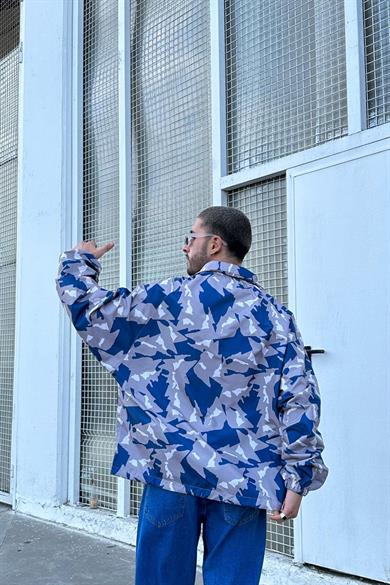 Lacivert Lacivert Kamuflaj C1 Oversize Yağmurluk