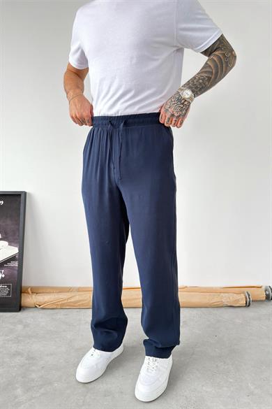 Lacivert Modal Kumaş Baggy Pantolon