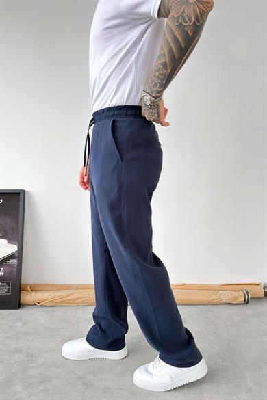 Lacivert Modal Kumaş Baggy Pantolon