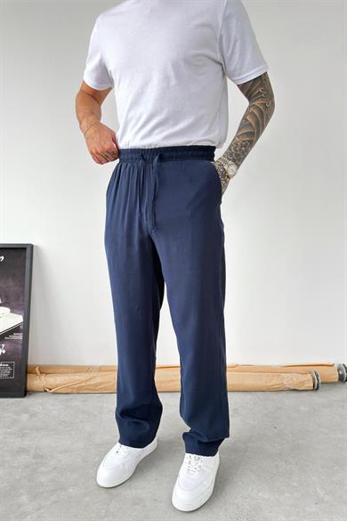 Lacivert Modal Kumaş Baggy Pantolon