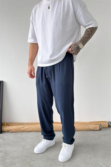 Lacivert Modal Kumaş Baggy Pantolon