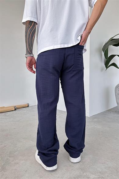 Lacivert Müslin Kumaş Premium Baggy Pantolon