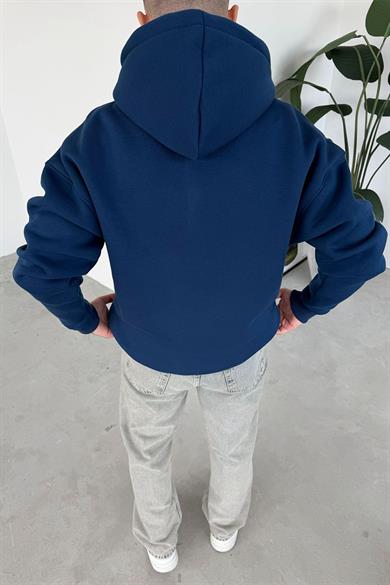 Lacivert Nakış Detay Oversize Sweatshirt