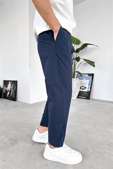 Lacivert Patch Detay Paraşüt Boyfriend Pantolon