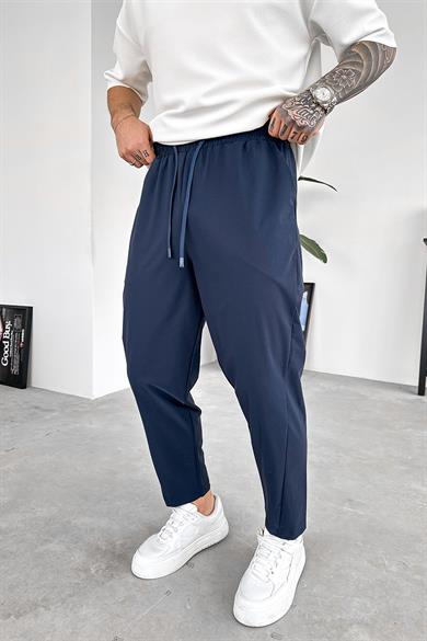 Lacivert Patch Detay Paraşüt Boyfriend Pantolon