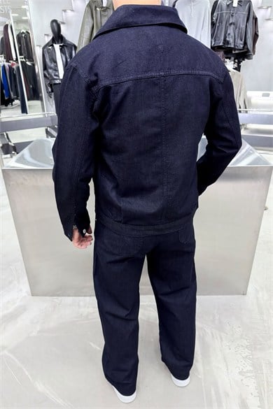 Lacivert Patch Detaylı Premium Kot Takım