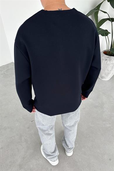 Lacivert Premium Basic Uzun Kollu Relaxed Tişört