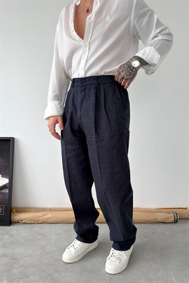 Lacivert Premium Dokulu Gabardin Pantolon