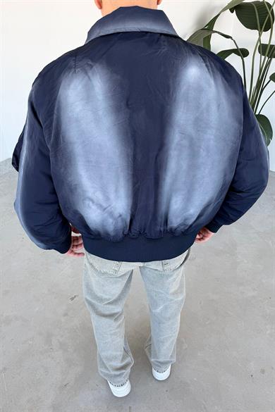 Lacivert Premium Yıkamalı Bomber Ceket