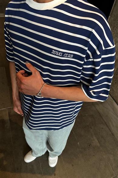 Lacivert Royal Club Nakış Detay PM Oversize Tişört