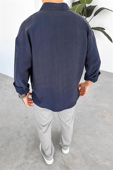 Lacivert Soft Premium Oversize Gömlek