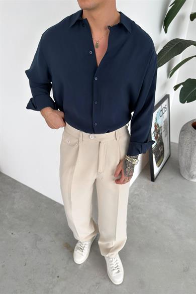 Lacivert Soft Premium Relaxed Gömlek