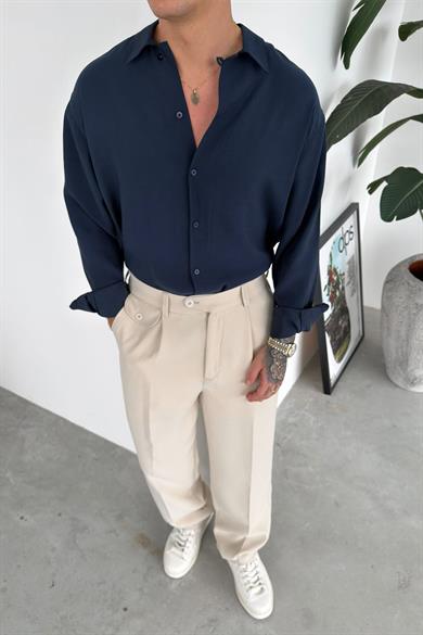 Lacivert Soft Premium Relaxed Gömlek