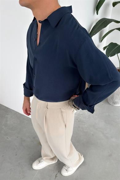 Lacivert Soft Premium Relaxed Gömlek