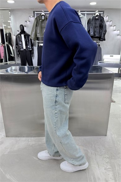 Lacivert Studios Baskılı Boxy Fit Sweatshirt