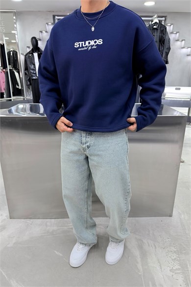 Lacivert Studios Baskılı Boxy Fit Sweatshirt