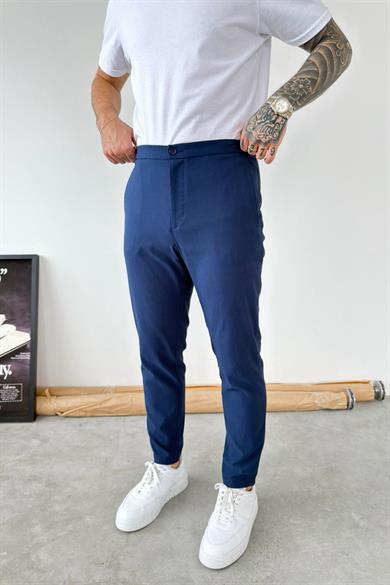Lacivert Tensel Kumaş Regular Fit Pantolon