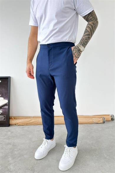 Lacivert Tensel Kumaş Regular Fit Pantolon