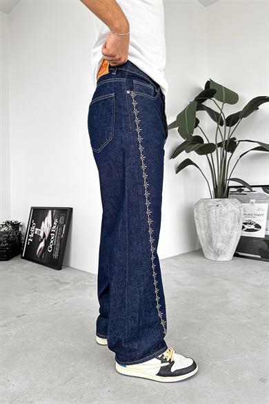 Lacivert Western Nakış Detay Premium Regular Pantolon