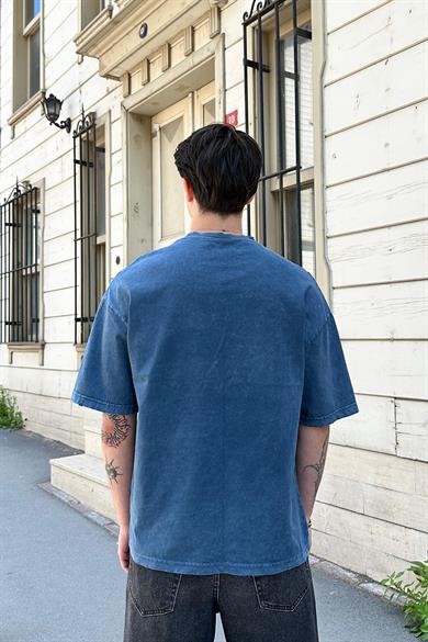 Mavi Acid Wash Basic 1Z EE Oversize Tişört