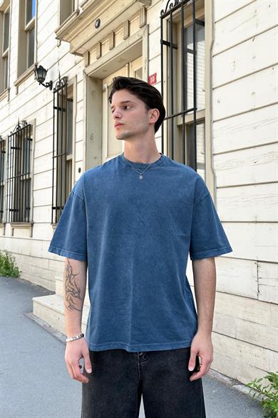 Mavi Acid Wash Basic 1Z EE Oversize Tişört