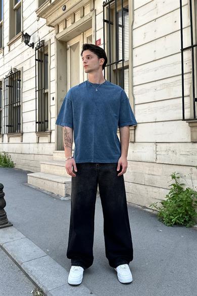 Mavi Acid Wash Basic 1Z EE Oversize Tişört