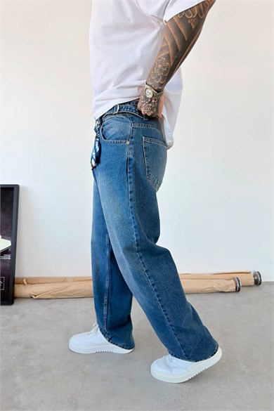 Mavi Aksesuar Detaylı Baggy Pantolon