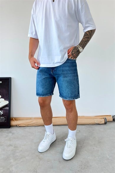 Mavi Basic Baggy Kot Şort