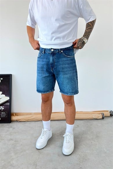 Mavi Basic Baggy Kot Şort